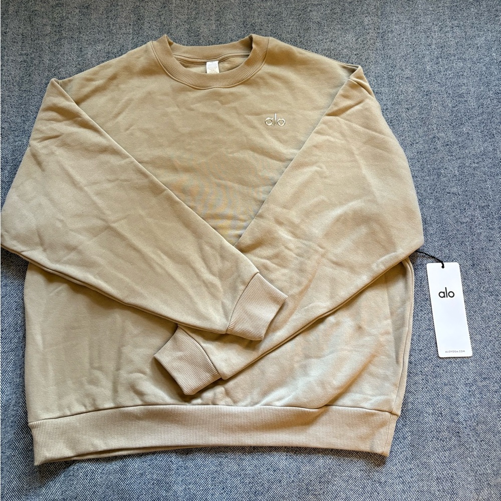 alo accolade crew neck pullover | size m | color: gravel - Picture 2 of 5